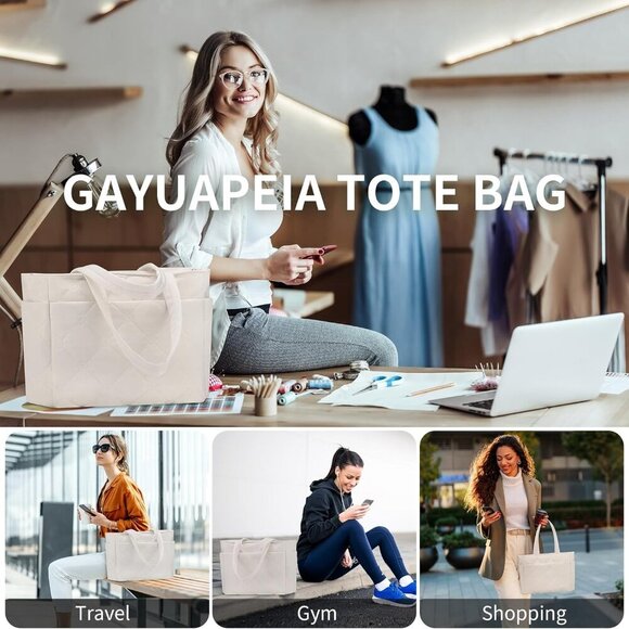 Functional Women's Tote for Work & Travel - 15.5' x 6' x 11.5' Dimensions - Picture 6 of 6